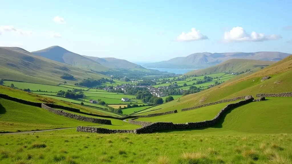 Scenic valley overlook with mountain views in Wicklow mountains